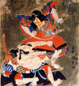 Ichikawa Danjuro VII e III Bando Mitsugoro come Soga no Goro e A
