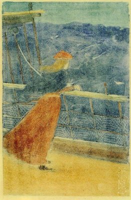 Donna sul ponte della nave, Guardando il mare (anche conosciuto