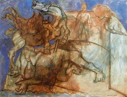 Minotauro è ferito, cavallo e personaggi