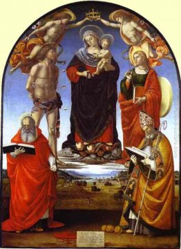 La Vergine e il Bambino tra angeli e santi