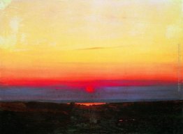 Tramonto nelle steppe in riva al mare