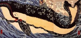Musashi sul dorso di una balena
