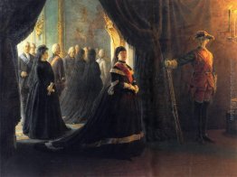Caterina II (1729-1796) presso la bara dell'imperatrice Elisabet