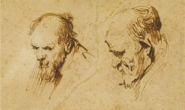Due studi della testa di un uomo anziano
