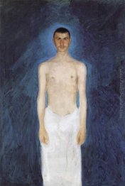 Autoritratto di fronte a sfondo blu