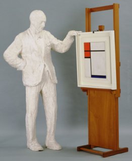 Ritratto di Sidney Janis con la pittura di Mondrian