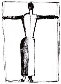 Figura sotto forma di una croce con le mani alzate