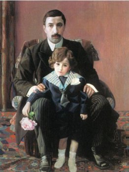 Ritratto di Arman Frantsevich Aziber e suo figlio