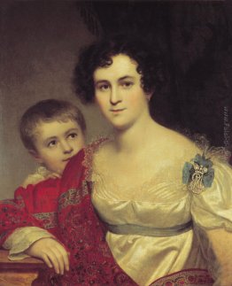 Ritratto di A. I. Molchanova con la figlia