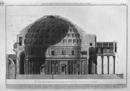 Sezione lungo il Pantheon, che mostra il pronao o portico e l'in