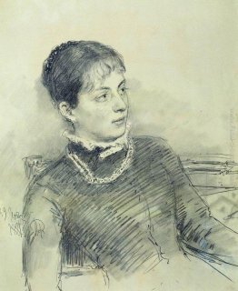 Ritratto di una giovane moglie, seduta sul divano