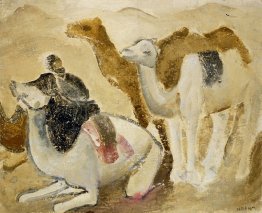 Kamele und in der Wüste Beduinen