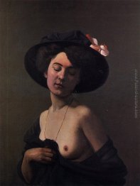 Donna con un cappello nero