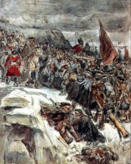 Le truppe russe sotto Suvorov attraversamento delle Alpi (studio