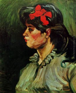 Ritratto di una donna con un nastro rosso