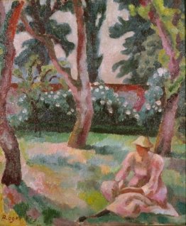 Frutteto, Donna seduta in un giardino