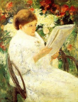 Donna che legge in un giardino