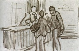 Men in fronte al bancone in un caffè