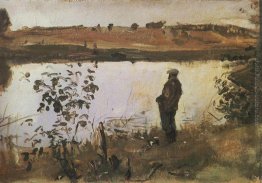 Artista K. Korovin sulla riva del fiume