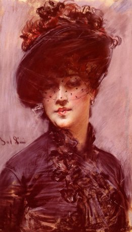 Signora con un cappello nero