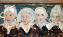 Quattro donne bretoni in riva al mare