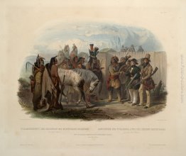 The Travellers Incontro con Minatarre indiani vicino a Fort Clar
