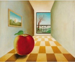Pomme devant une fenêtre ouverte