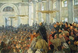 Prima apparizione di Lenin in una riunione a Smolny, il Soviet d