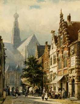 Molte figure per le strade di Haarlem