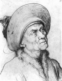L'uomo in un cappello Guardando verso l'alto