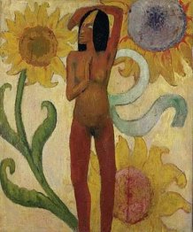 Donna dei Caraibi, o Nudo femminile con girasoli
