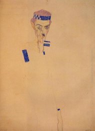 L'uomo con la fascia blu e la mano sulla guancia