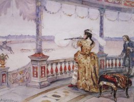 Imperatrice Anna Ioannovna a Temple Peterhof spara cervo