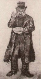 L'uomo orfano con Cappello a cilindro, Mangiare da una piastra