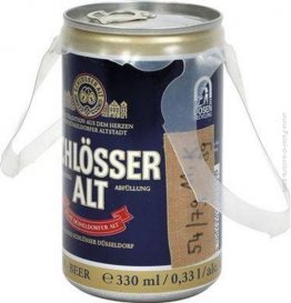 Torture alcol, lattina di birra Schl?sser Alt, involucro di plas