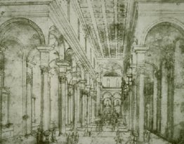 Disegno prospettico per la chiesa di Santo Spirito a Firenze