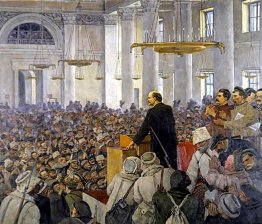 Il primo discorso di Vladimir Lenin nel Smolny. Versione in rita