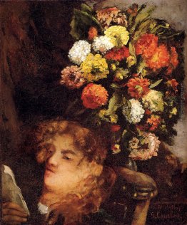 Testa di donna con fiori