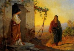 Maria, sorella di Lazzaro, incontra Gesù che sta andando a casa
