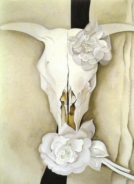 Teschio di mucca con Calico Rose