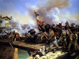 Napoleone Bonaparte che porta le sue truppe sul ponte di Arcol