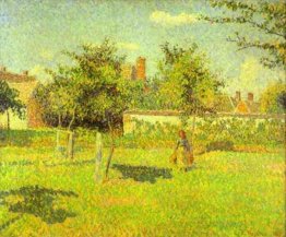 Donna in un frutteto, sole di primavera in un campo, Eragny Donna in un frutteto, sole di primavera in un campo, Eragny