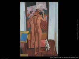 Nudo allo specchio con cagnolino Nudo allo specchio con cagnolino