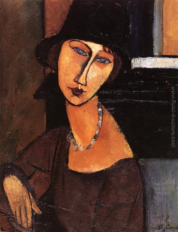 Jeanne Hébuterne con cappello e collana