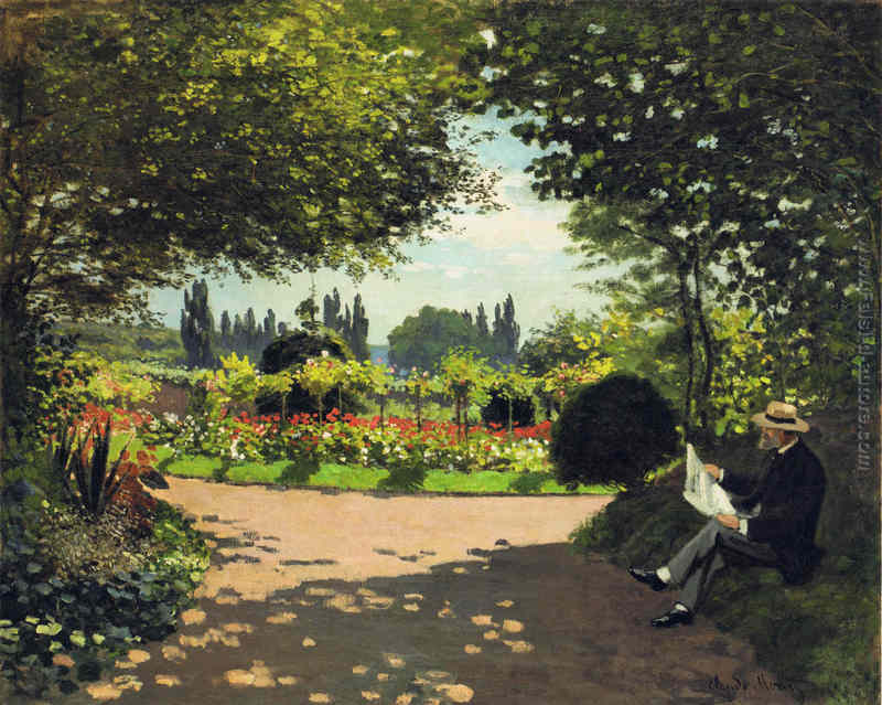 Adolphe Monet Lettura in giardino