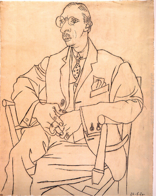 ASLKUYT Pablo Picasso Ritratto di Igor Stravinsky Poster su Tela Stampe Arte murale Pittura a Olio Quadro Decorativo Decorazione Domestica moderna-50x80cm Senza Cornice 