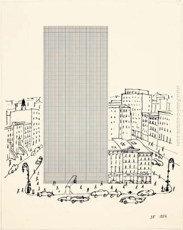 Carta millimetrata Architettura di Saul Steinberg in vendita
