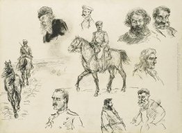 Un russo Cavalleria Officer (recto) e Altri Sketches of Vari per Un russo Cavalleria Officer (recto) e Altri Sketches of Vari per