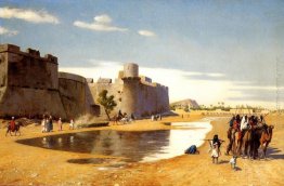 Un Caravan arabo fuori una città fortificata, Egitto Un Caravan arabo fuori una città fortificata, Egitto