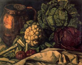 Natura morta con cavolo rosso, rame, cavolfiore e cavolo Natura morta con cavolo rosso, rame, cavolfiore e cavolo